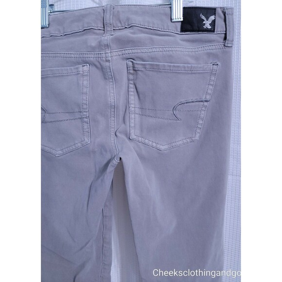 American Eagle Jegging Taupe Sateen Raw Hem Jeans Women's size 4 Regular - Picture 5 of 7
